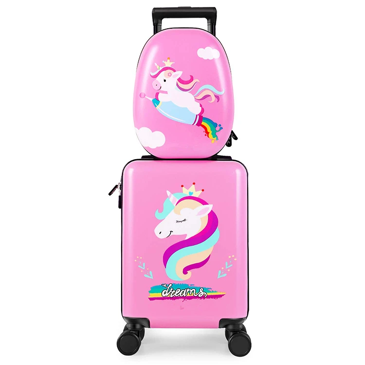 Kids Suitcase Rolling Luggage With Wheels For Girls Unicorn Kids Cute Pink Unicorn Carry Set 18 Inch Luggage And 13 Inch Children Travel Trolley Luggage Bag Kids - Buy Children Travel Trolley Luggage Bag Kids,Kids Backpack Luggage Set,Carry On Luggage Set