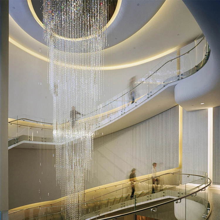 Modern project hotel hall decorative luxury crystal for spiral stair led chandelier