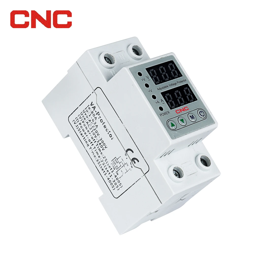 Adjustable Over Voltage Protector Under Voltage Protector 230V 40A Auto Recovery Delay Reset Home Electrical Safety Device Circuit Breaker Voltage Protection for Household Power Supply