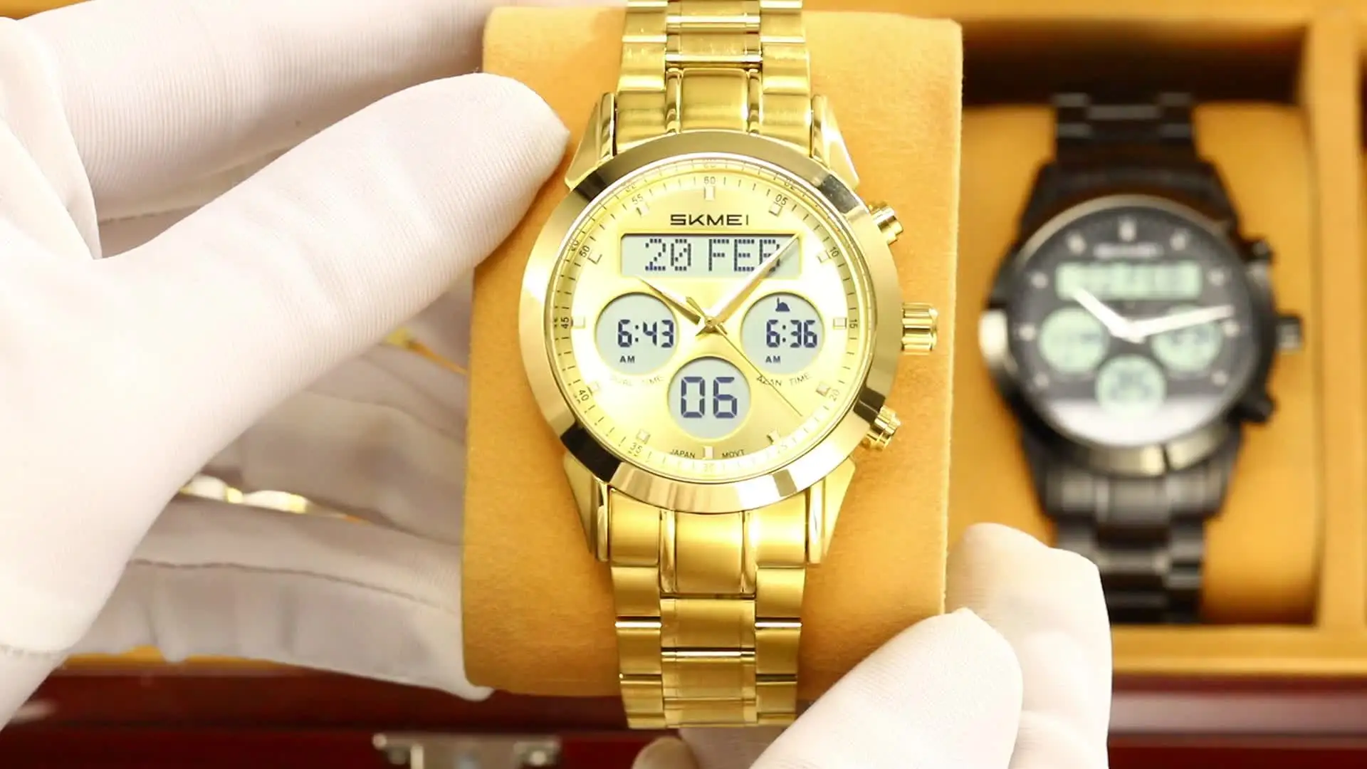 Skmei 2381 Luxury Water Resistant Islamic Qibla Watch - Gold