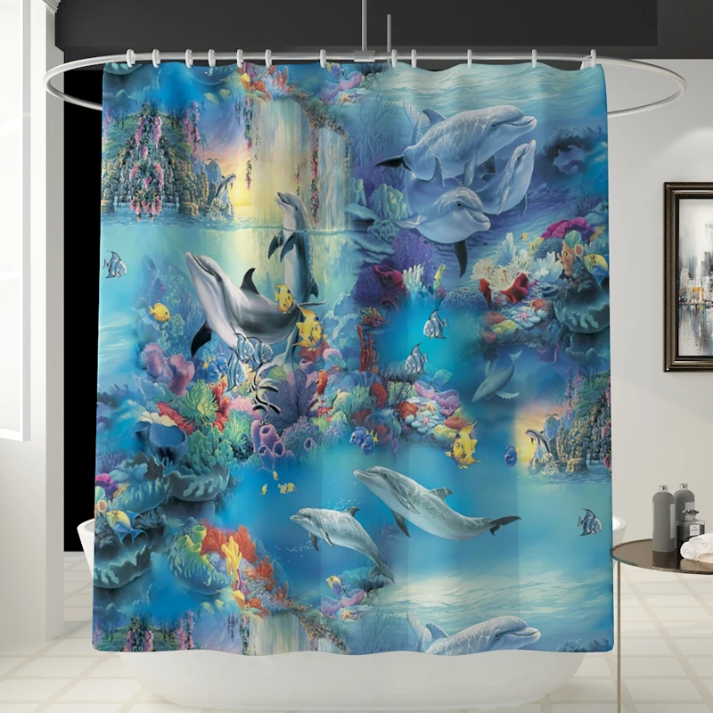 Amazon hot selling waterproof polyester fabric 4 piece bathroom rug mat and shower curtain sets