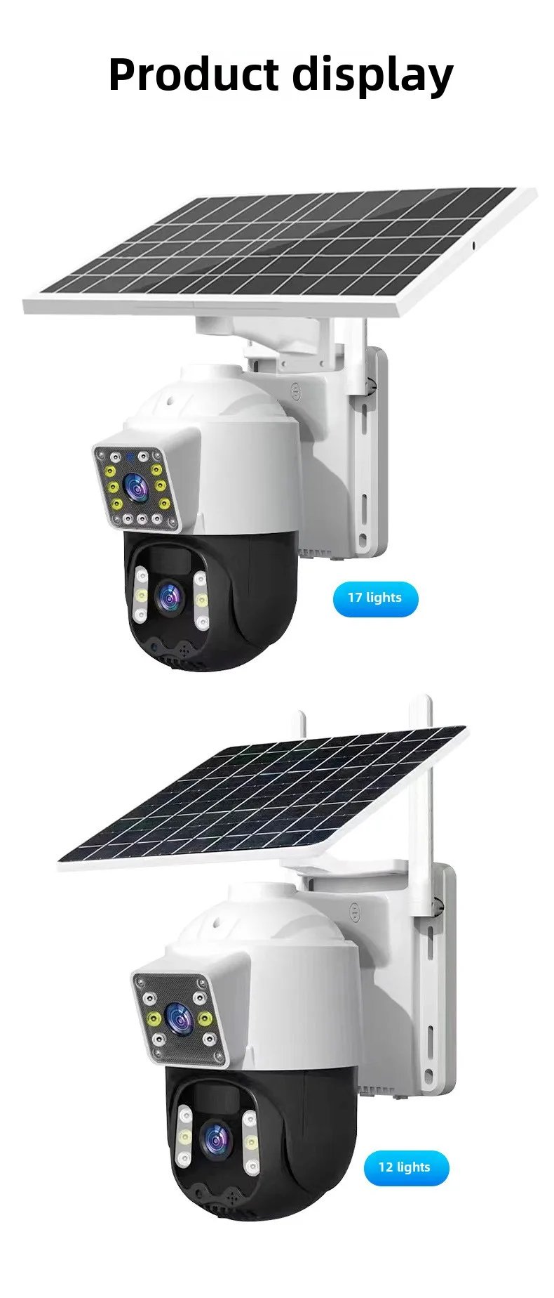 ICSEE 360Degree Dual Lens Outdoor WiFi HD Night Vision IP Camera PoE Network Mobile Remote Solar Power 2MP 1040P DVR CMOS Cloud