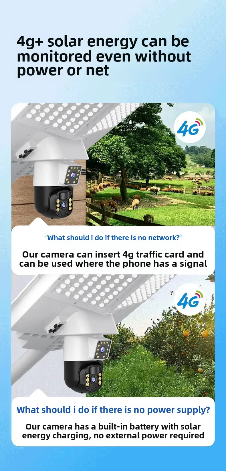 云鸟V360pro智能双镜头高清IP摄像机4G Wifi LED太阳能路灯报警推云数据批发供应商