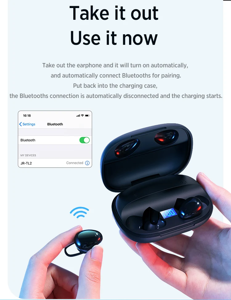 JOYROOM bluetooths earbuds power bank earphone in-ear waterproof noise cancelling dj tws wireless headphone with microphone - ANKUX.COM