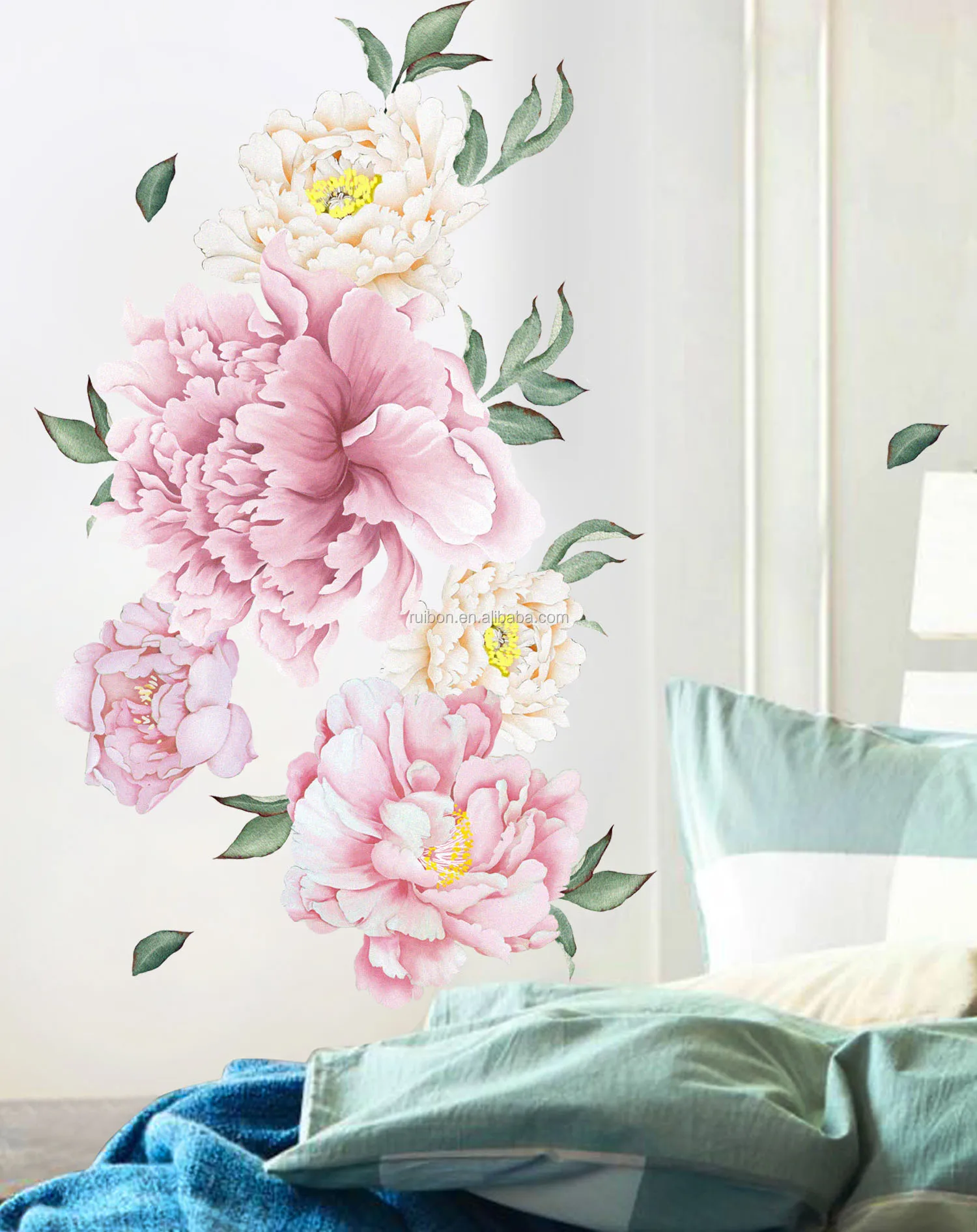 Peony Flower Wall Stickers Vintage Watercolour Peel And Stick Reusable Wall Sticker Removable Wall Decals Buy Red Flower Wall Sticker Kids Wall Stickers Flower Peel Off Sticker Product On Alibaba Com