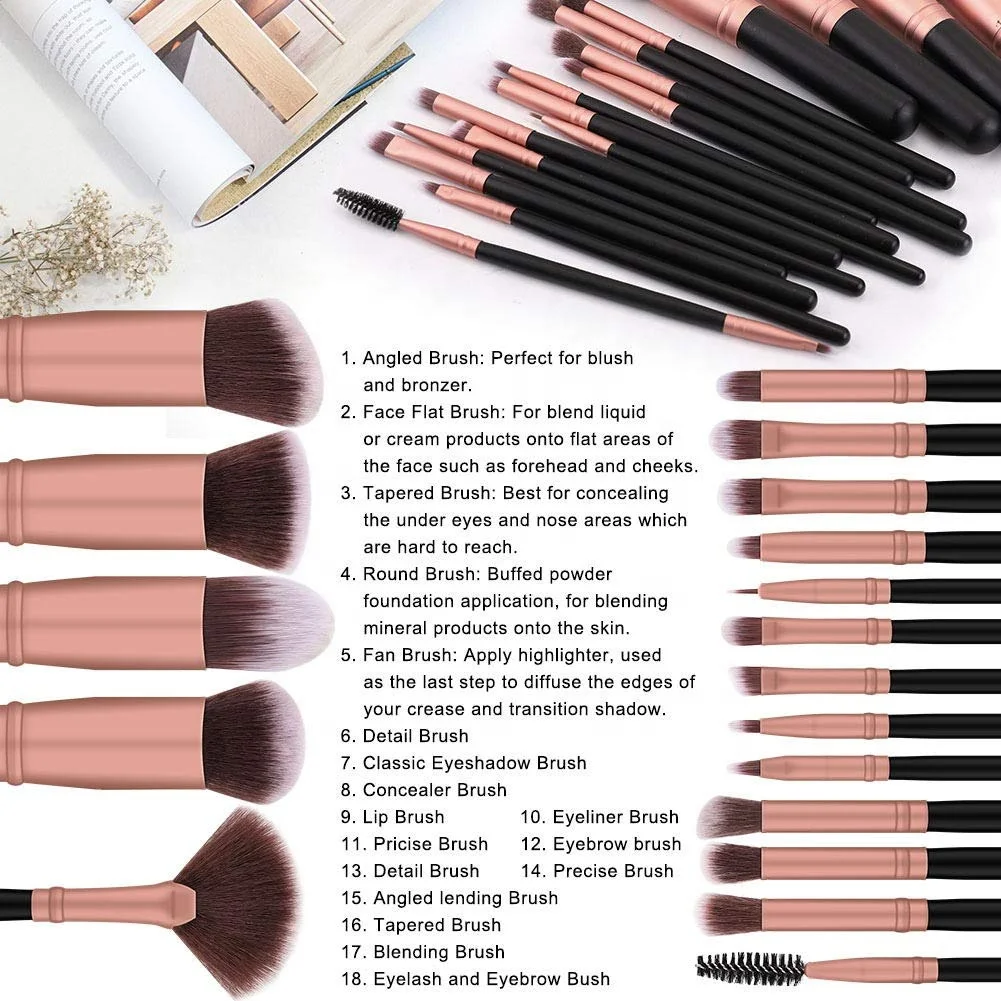 Wholesale 18 Pcs Bs-mall Make Up Cosmetic Brush Face Fan Brush Complete ...