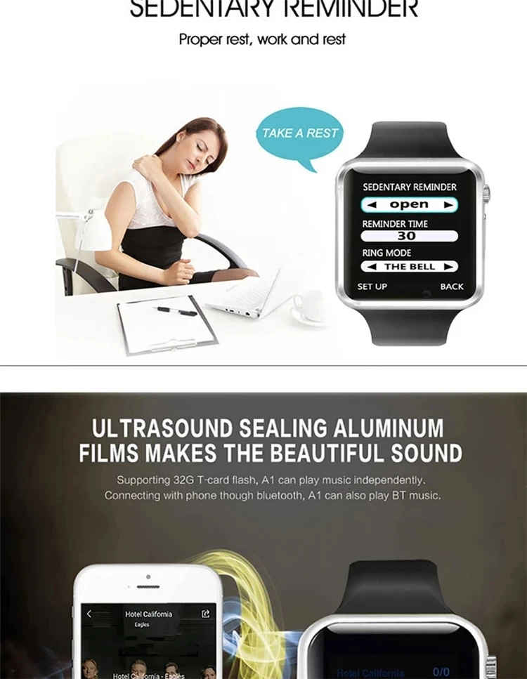 Montre connectée A1 avec téléphone portable, 1.54 pouce, meilleur marché, usine