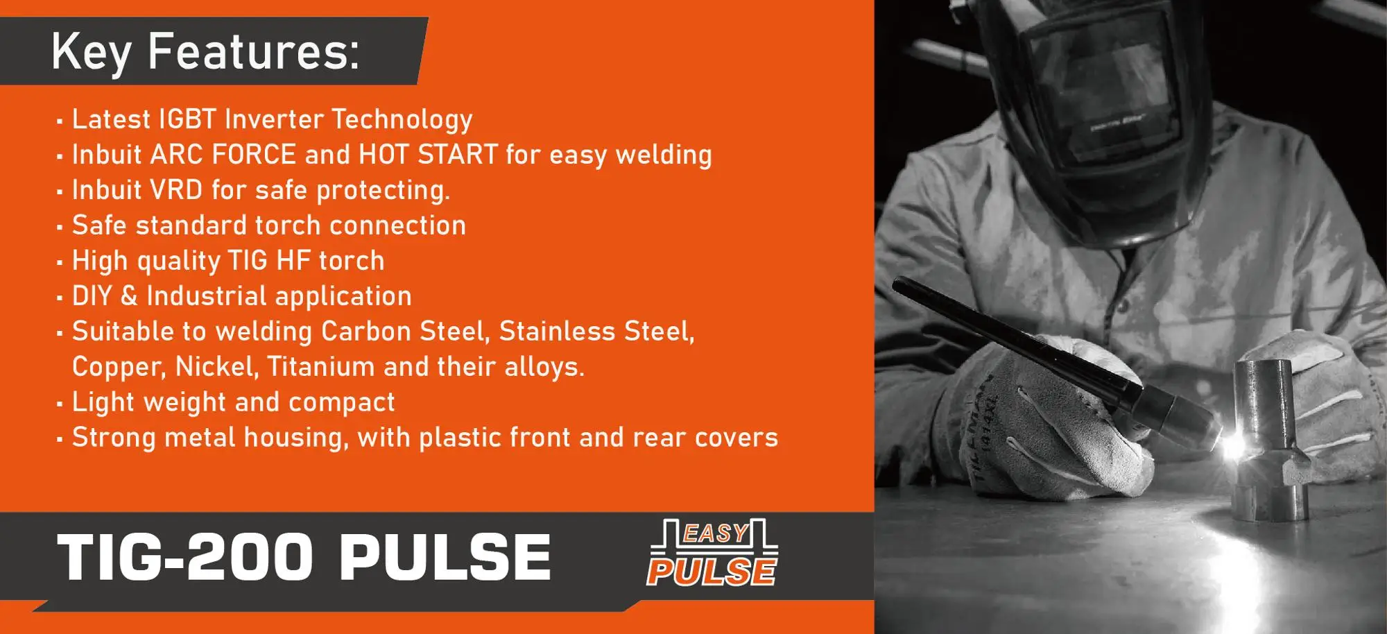 Igbt Inverter Tig200p Mini Portable Dc Pulse Arc Tig Welder For