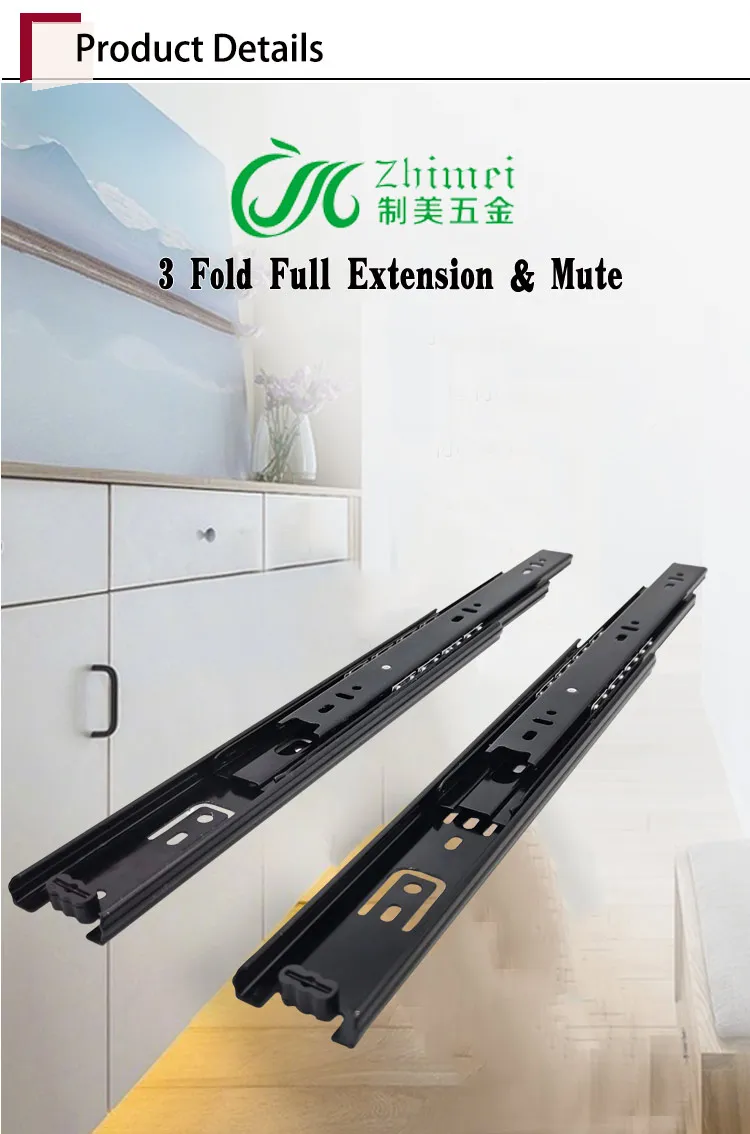 45MM Ordinary  Electrophoresis Tool Box Drawer Slides,Ball Bearing Slide For Furniture Cabinet