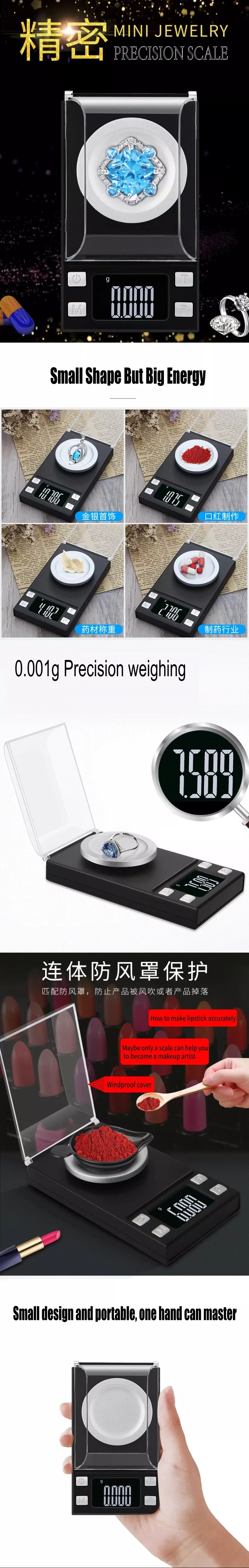 100g/50g/20g 0.001g Precision Scale For Jewelry Gold Herb Lab