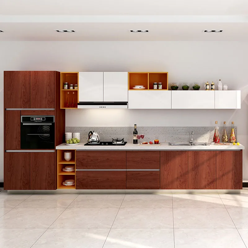 China Foshan Quality Melamine Kitchen Cabinets Modern Handleless Kitchen
