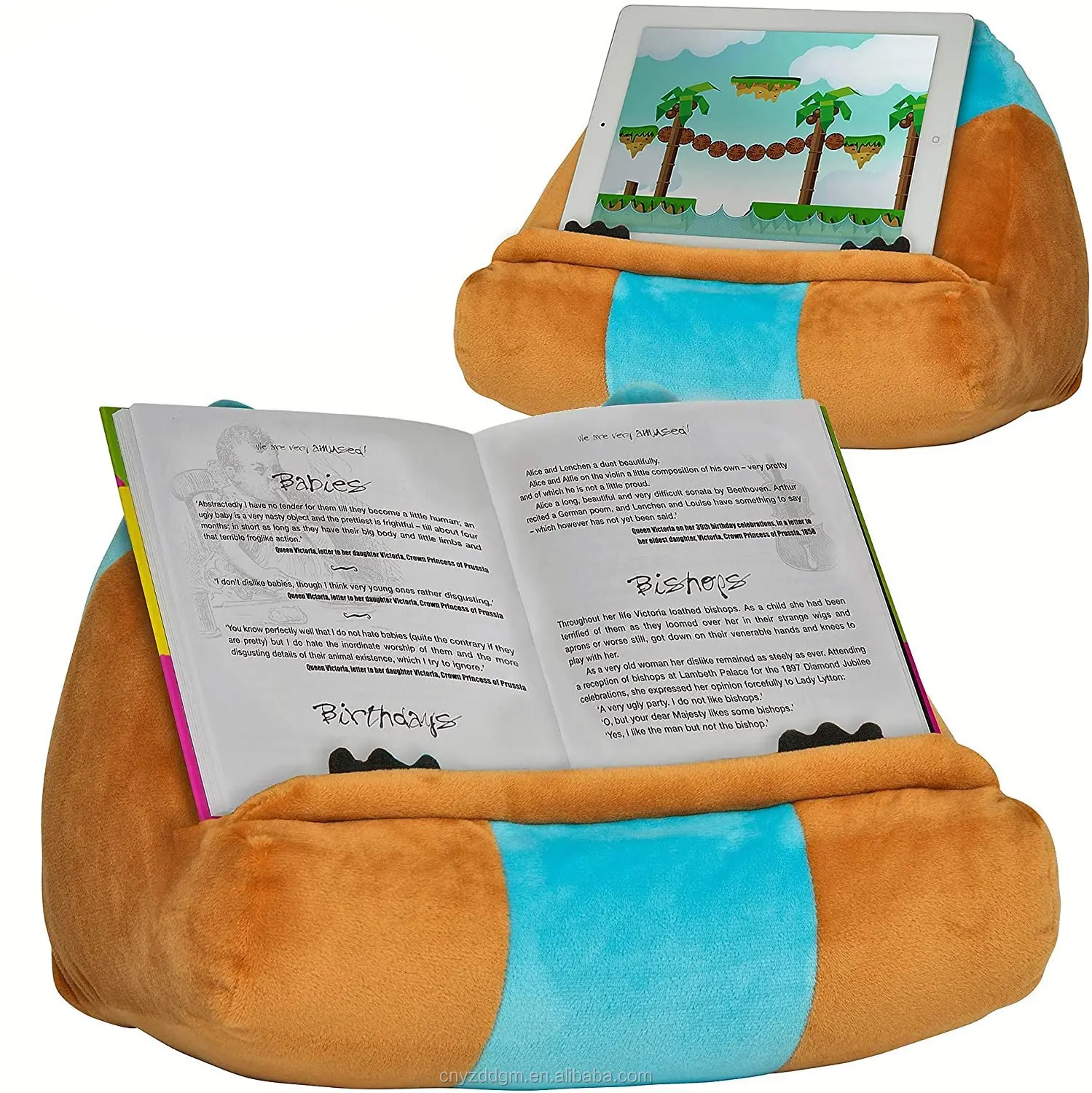 Cojín de Lectura Infantil ipad y tablets Soporte para libros El Atril de peluche extra suave y divertido es el regalo ideal para niños y niñas de todas las edades. 