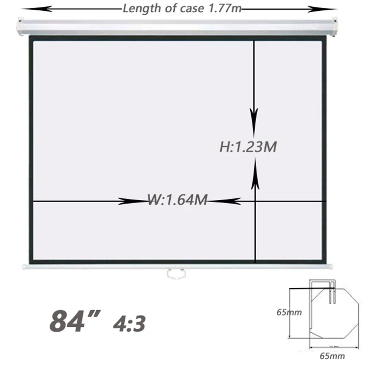 4:3 Format Home Theater Self-lock Pull-down Style 150 inch Manual Projector Screen