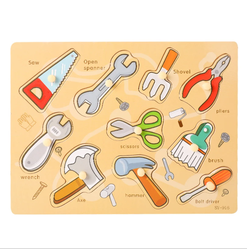 Montessori Kids Teaching Intelligence Toys 3d animal wooden puzzles