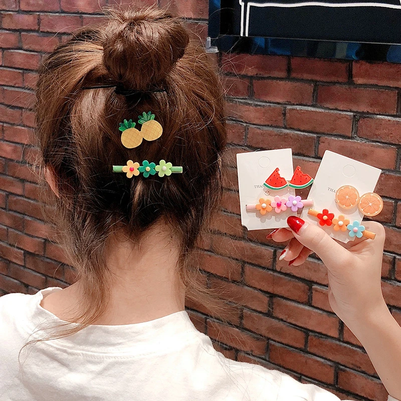 Wholesale Novelty Fruit Duckbill Hair clip For  Children  Cute DIY Rainbow  Hairpins
