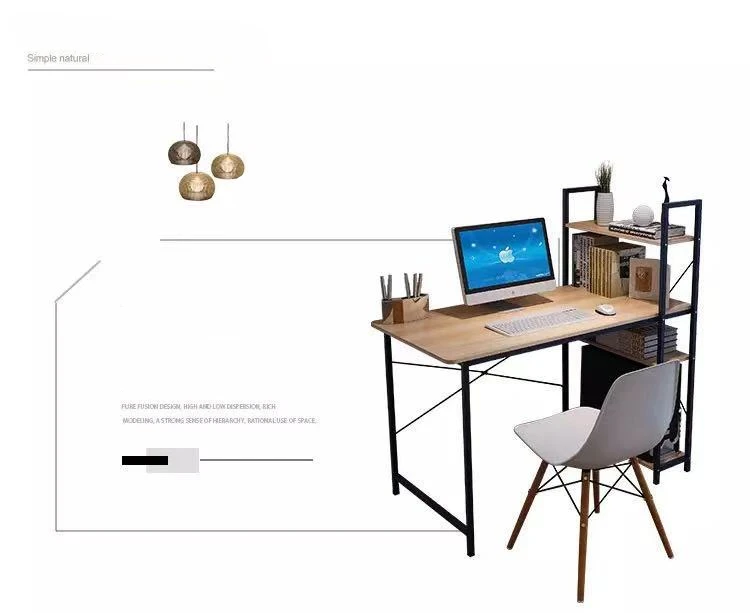 2020 Steel Wood Integrated Desktop Computer Desk For Student With Bookshelf