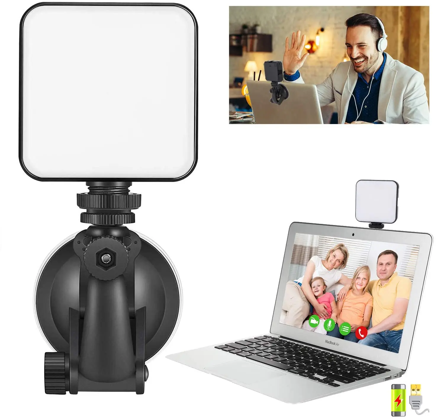 Amazon Hot Fill Light Adjustable Dimmer video LED Light with Suction Cup , Selfie Phone Vlogging Kit