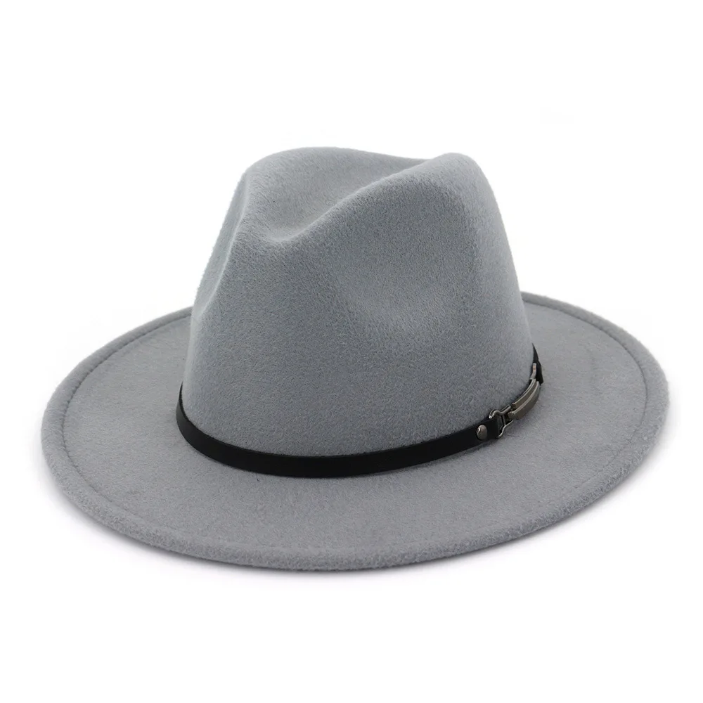 
wholesale Leather Belt Band High Quality Wool Panama Hat Men women wide brim woolen Jazz hat fedora hat 
