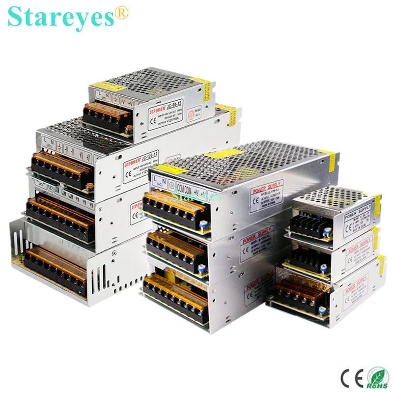 
100 Pcs Power Adapter Supply Transformer AC100-240V to DC12V 1A 2A 3A 5A 6A 8A 10A 12A 15A 20A 25A 30A 40A 50A 60A 
