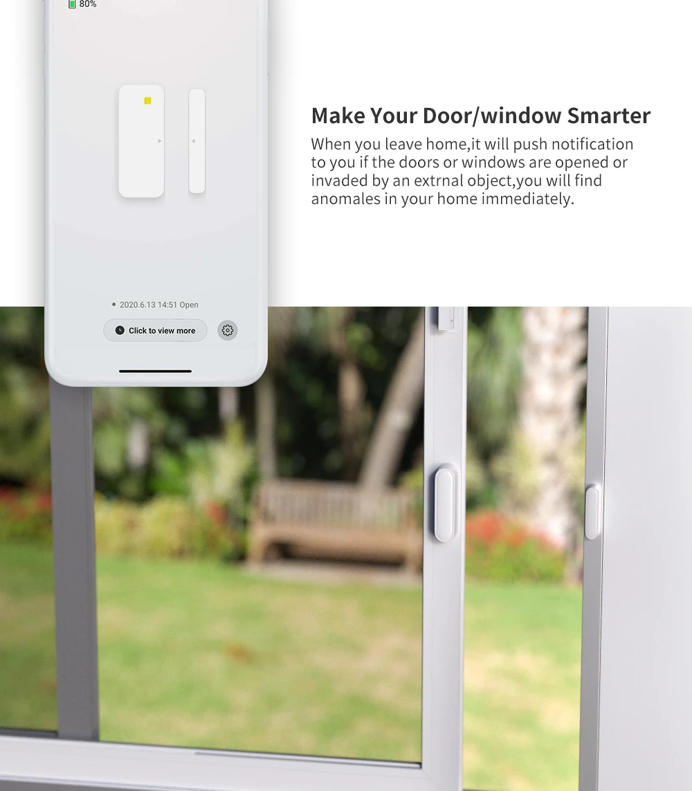 Tuya Smart Life App Remote Control WiFi Magnetic Door Sensor Alarm System Smart Home Security Door Detector Sensor - ANKUX.COM