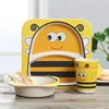Cute Compostable Bamboo Fiber Kids Dinner Set Decal Plant Fiber Children's Tableware