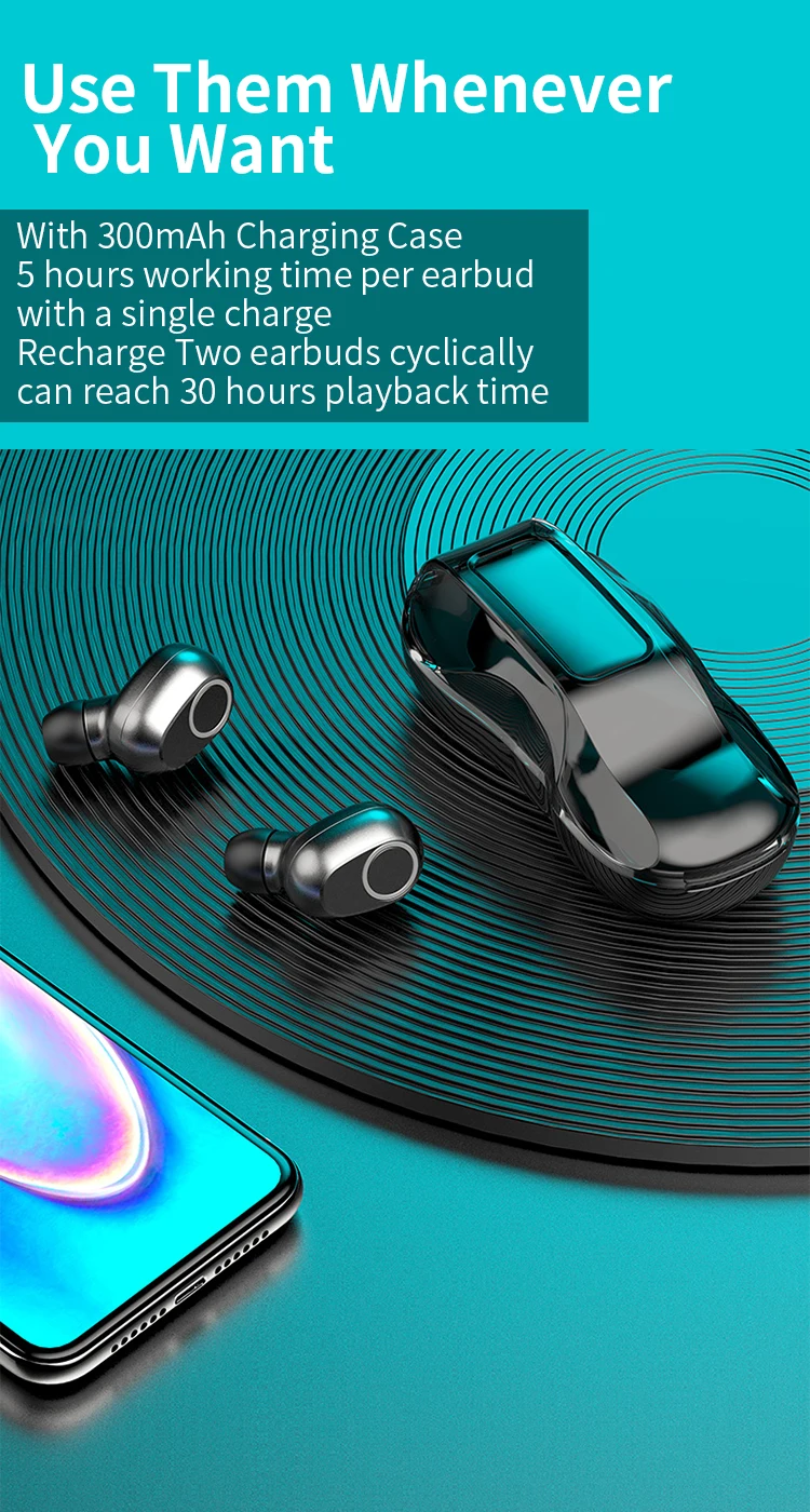 Product Trending True Bluetooths 5.0 TWS Earbuds Earphones D-001 With Charging Bank - ANKUX.COM