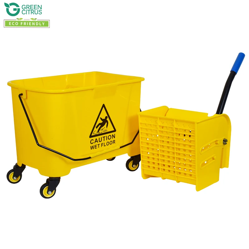 Deluxe Yellow Mop Bucket & Side Press Wringer Combo With Wheel Buy
