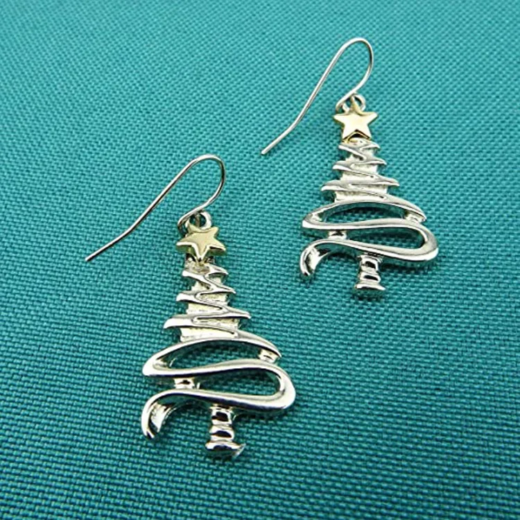 Fashion And Creative Twocolor Christmas Tree Earrings From Europe And