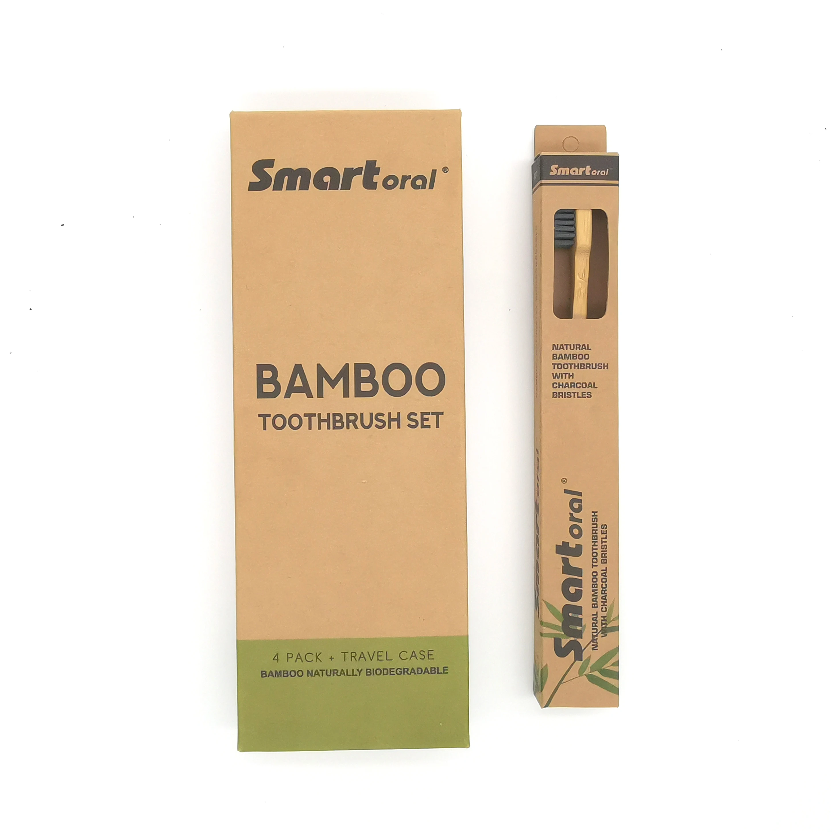 
Wholesale Biodegradable Eco-friendly bamboo toothbrush 4 pack set for hotel and travel 