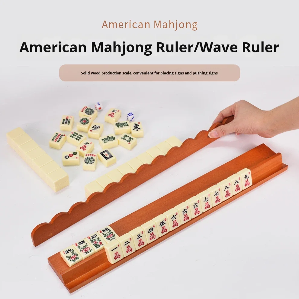 Mahjong Ruler Leti American Mahjong Solid Wood Ruler Stand & Card Pusher Magnetic ...