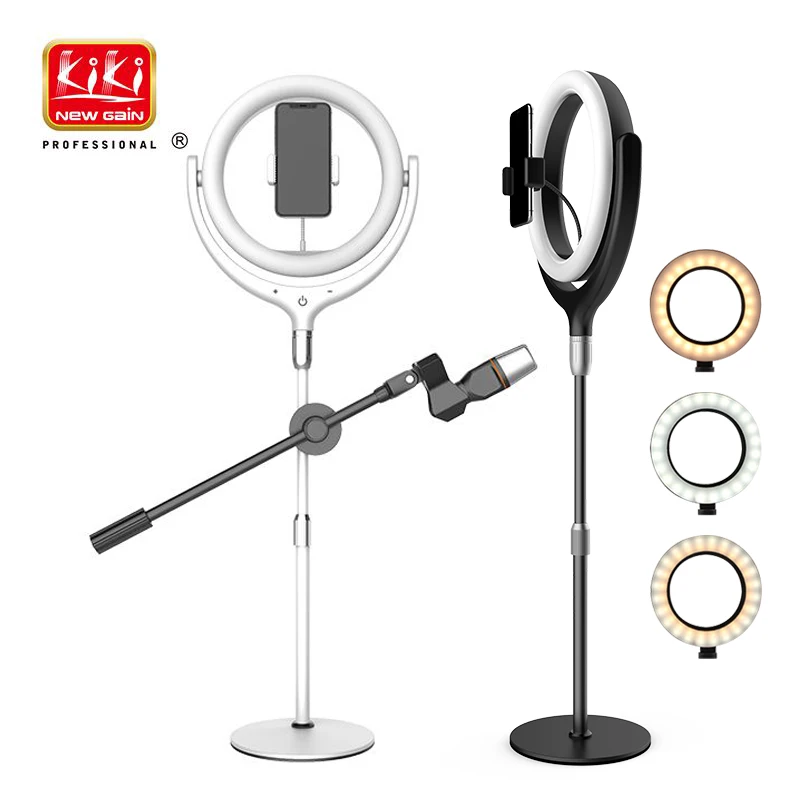 KIKI NEWGAIN Photography Studio Makeup LED Beauty Fill Light Ring Light For Phone With one mirror( 1x+2x) and one Selfie stand