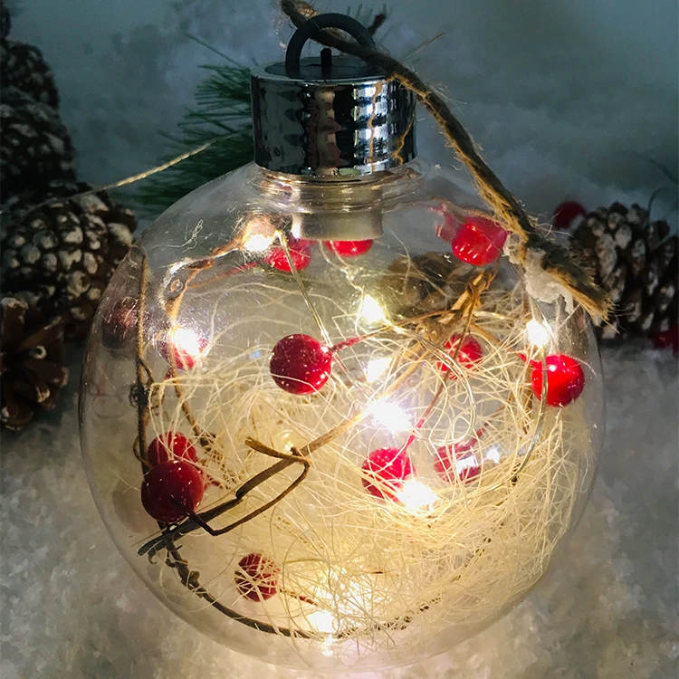 Holiday Decoration Sisal Rope Berries Pine Cones Fairy Led Small Ball Light