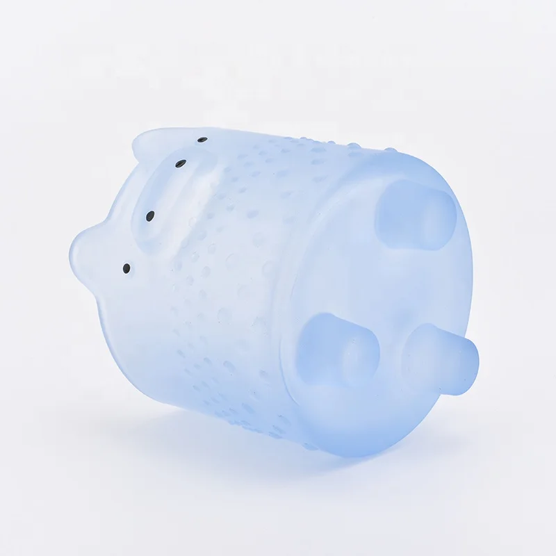 Frosted pig shape glass candle containers wholesales