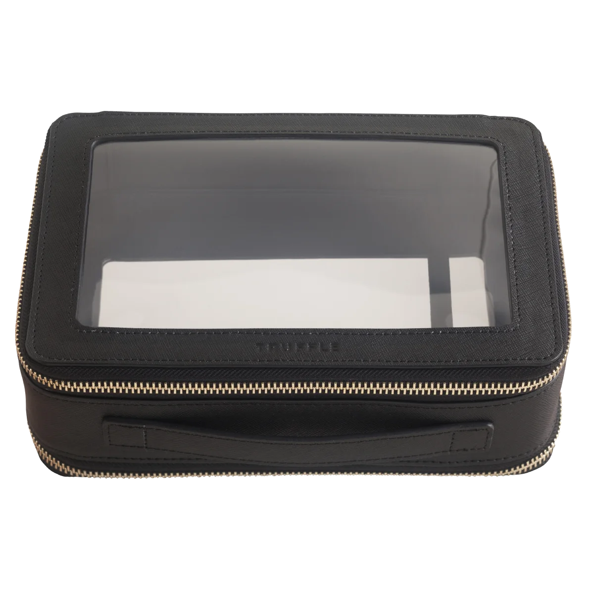 Saffiano Leather Trim Portable Zipper Waterproof Transparent Makeup Bag ...