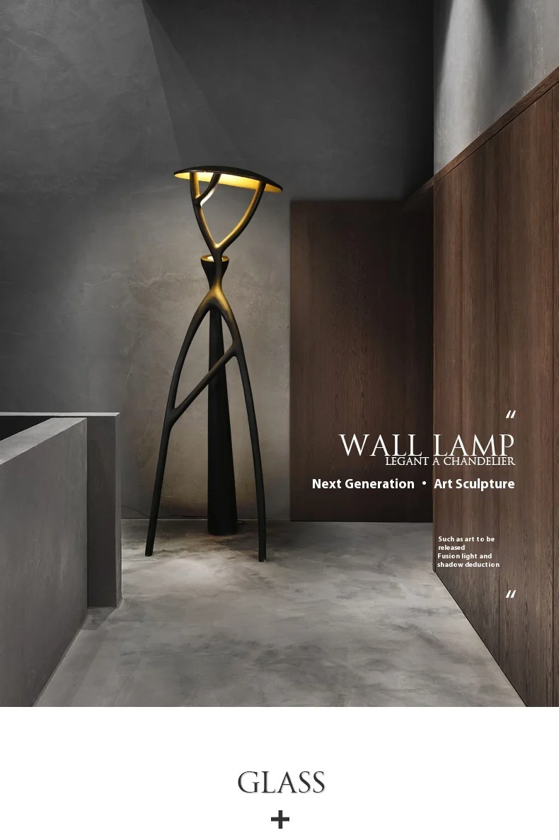 Nordic Style Standing Floor Lamp LED Light Resin Human Tree Branch Ornament for Hotel Lobby Studio Villa Living Room Decoration