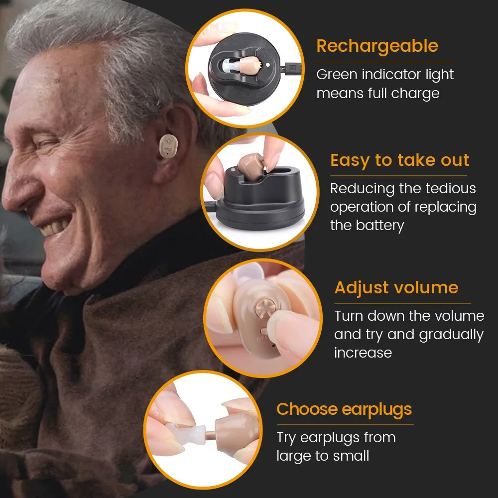 G12 Sound Amplifier Deaf Aids Amplifier Cic Invisible Rechargeable