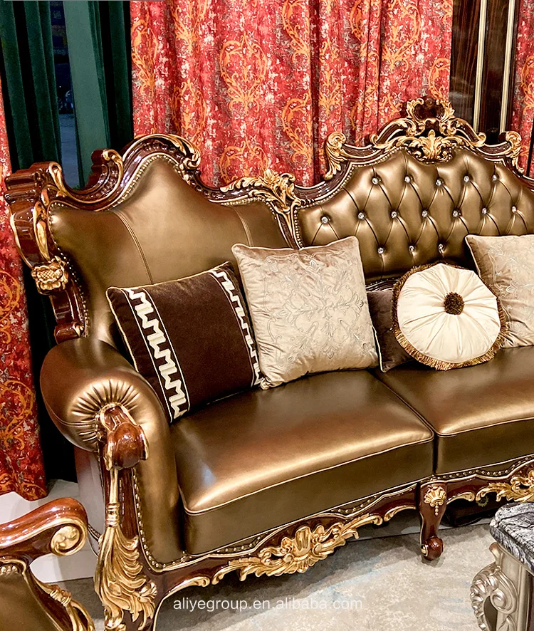 Luxury Elegant Hand Carved Antique Egypt Wooden Living Room Sofa