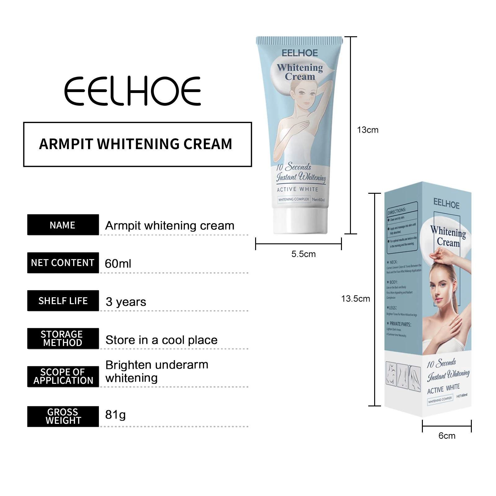 Eelhoe Whitening Cream Moisturizing Nourish Repair Improve Armpit