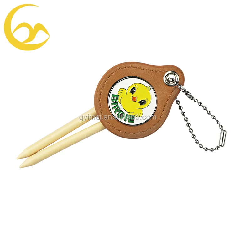 Factory Direct Leather Golf Tee Holder With Ball Markers And Tee Holder Golf Custom Logo Hook To
