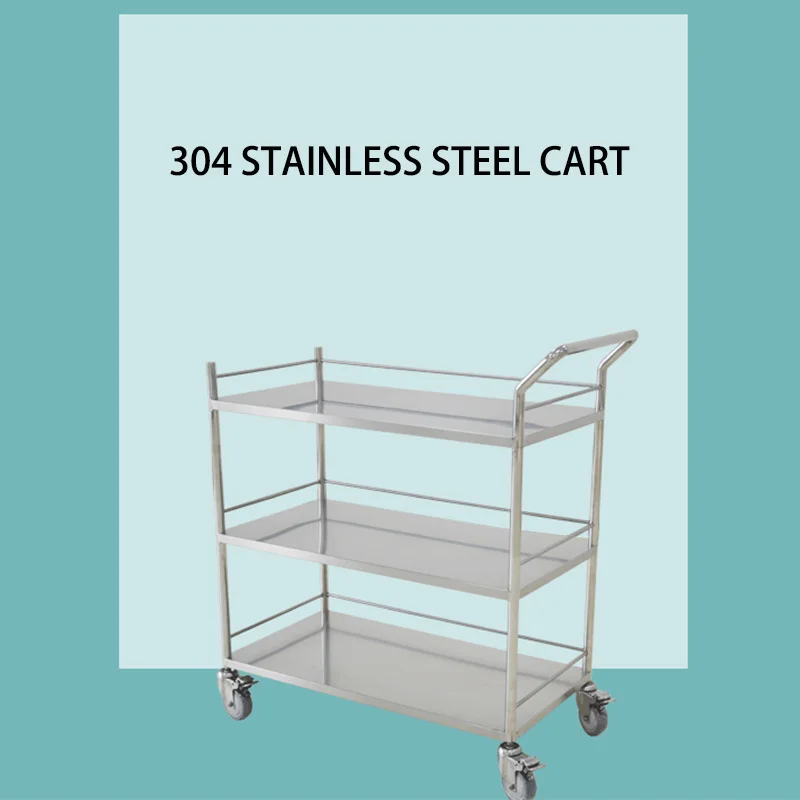 Hospital Surgical Instrument Cart Stainless Steel Three Layer Medical