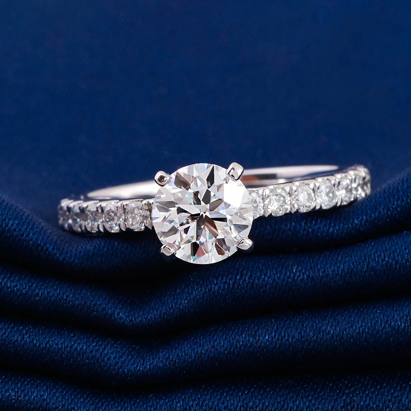 1 Carat Real Diamond Engagement Ring in Platinum Paved Setting ...