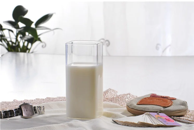 Multifunction handmade borosilicate square glass jar with lid or square glass cup without lid.png