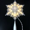 11In 20LED Glitter Snowflake Christmas Tree Top Warm White Xmas Tree Topper Light For Christmas Ornament Holiday Seasonal Decor
