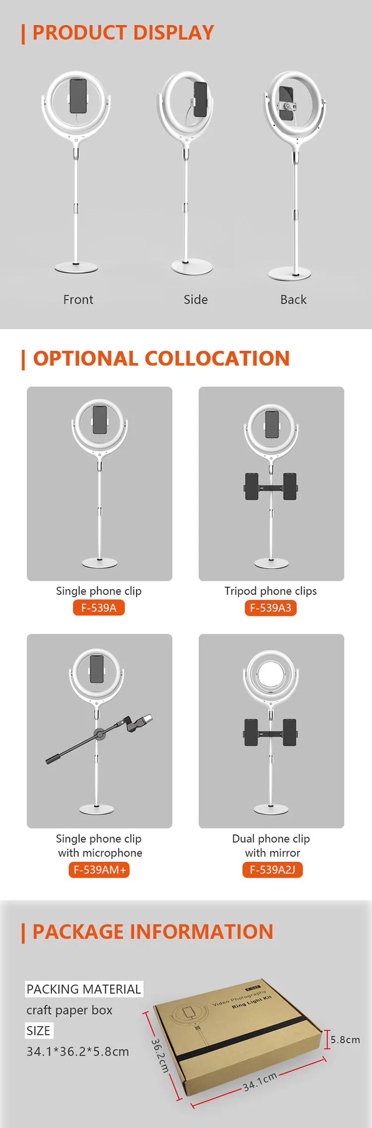 Beauty Flash Light Phone Camera Photography 12 inch LED Ring Light with 40cm Tripod