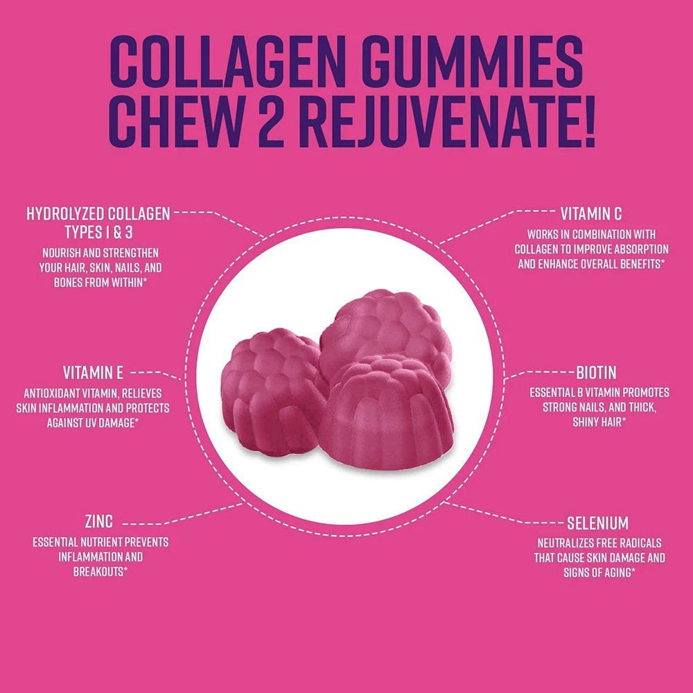 Oem Nutrition Vitamin C&e Collagen Gummy Vitamin Beautify Skin Peptide Raspberry Healthcare