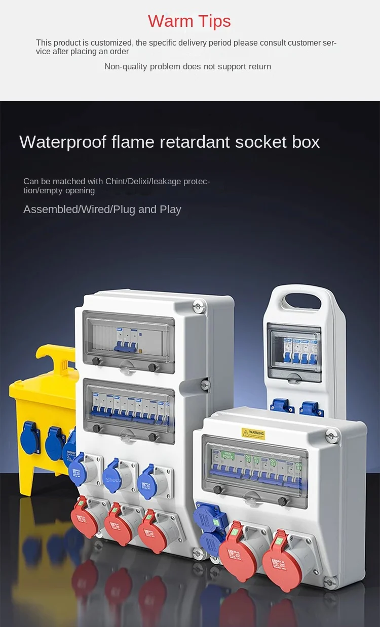 Industrial IP65 Waterproof Plastic Socket Box Wall-Mounted OEM Portable ...