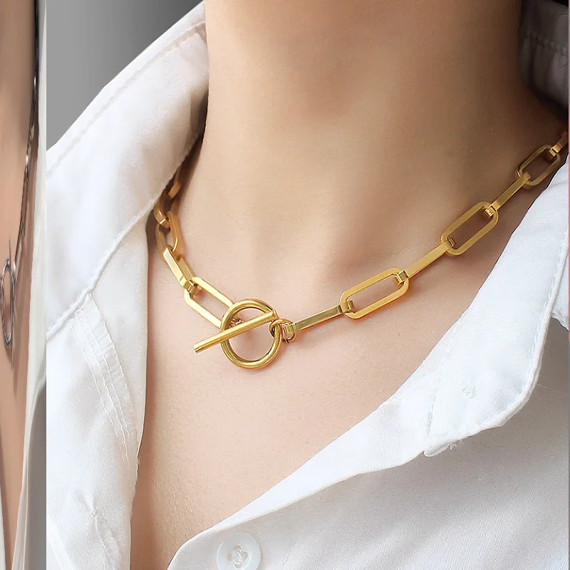 Simple Geometric Stainless Steel Chain 