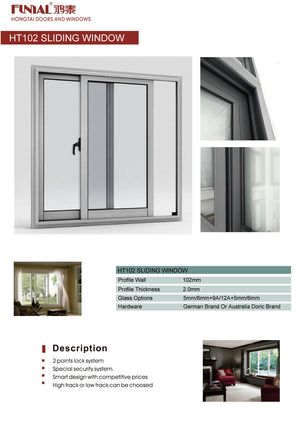 Modern Customized Design High Security Antitheft Window Aluminum