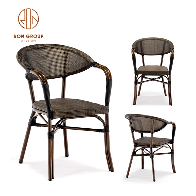 Aluminum cafe furniture chairs rattan bistro chair