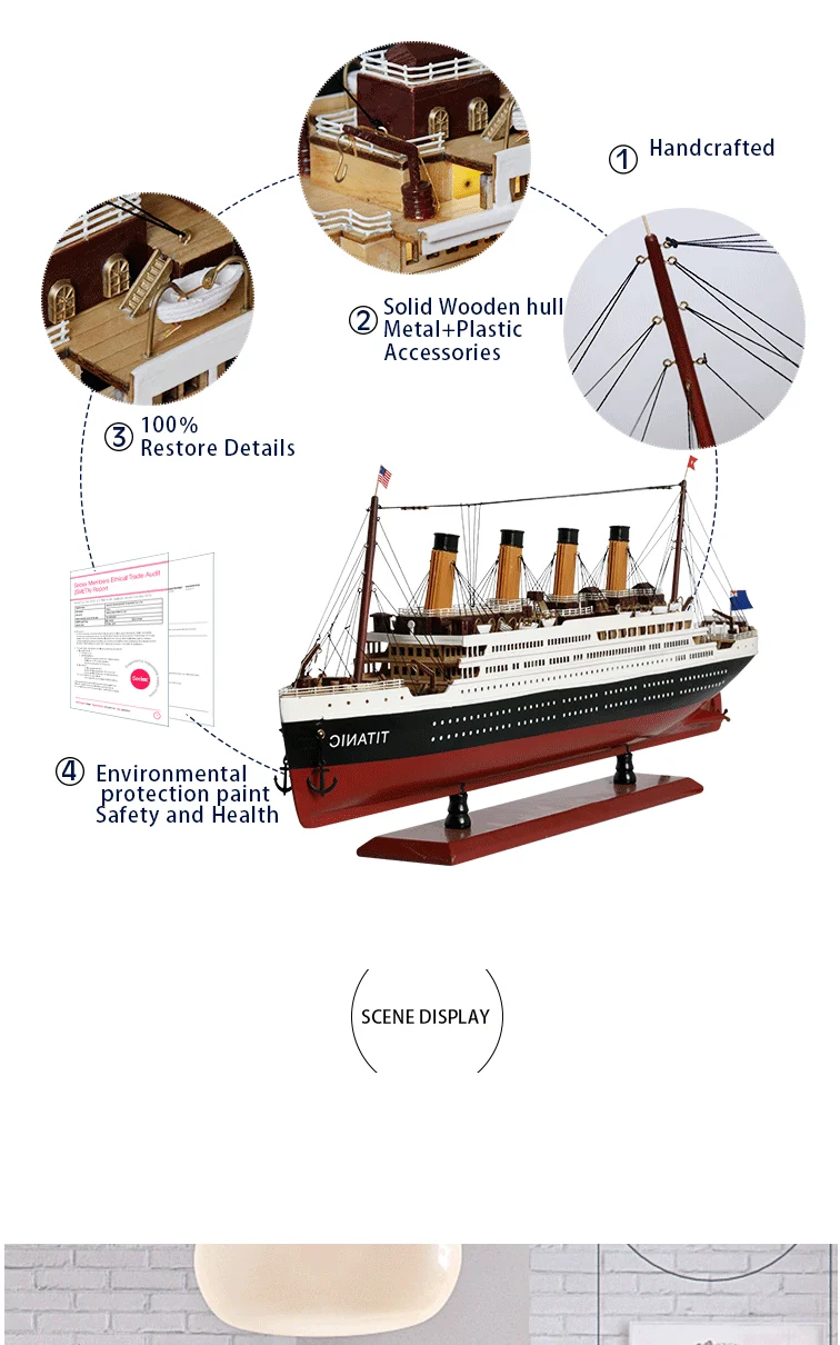 100cm Rms Titanic Wooden Cruise Ship Model Boat Painted Fully Assembled ...